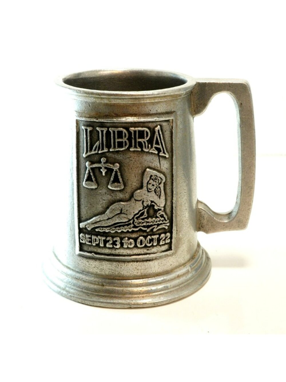 Vintage Pewter Libra Zodiac Mug Stein 16 oz